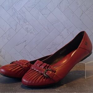 Born Dark Red Leather Flats